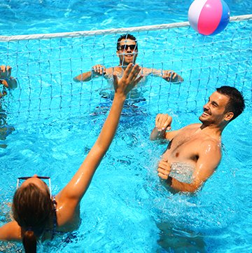 people playing water volleyball