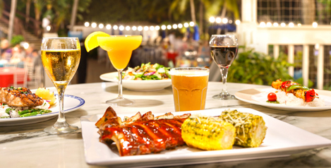 Table with food and drinks